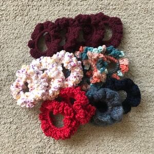 Handmade Crocheted scrunches.